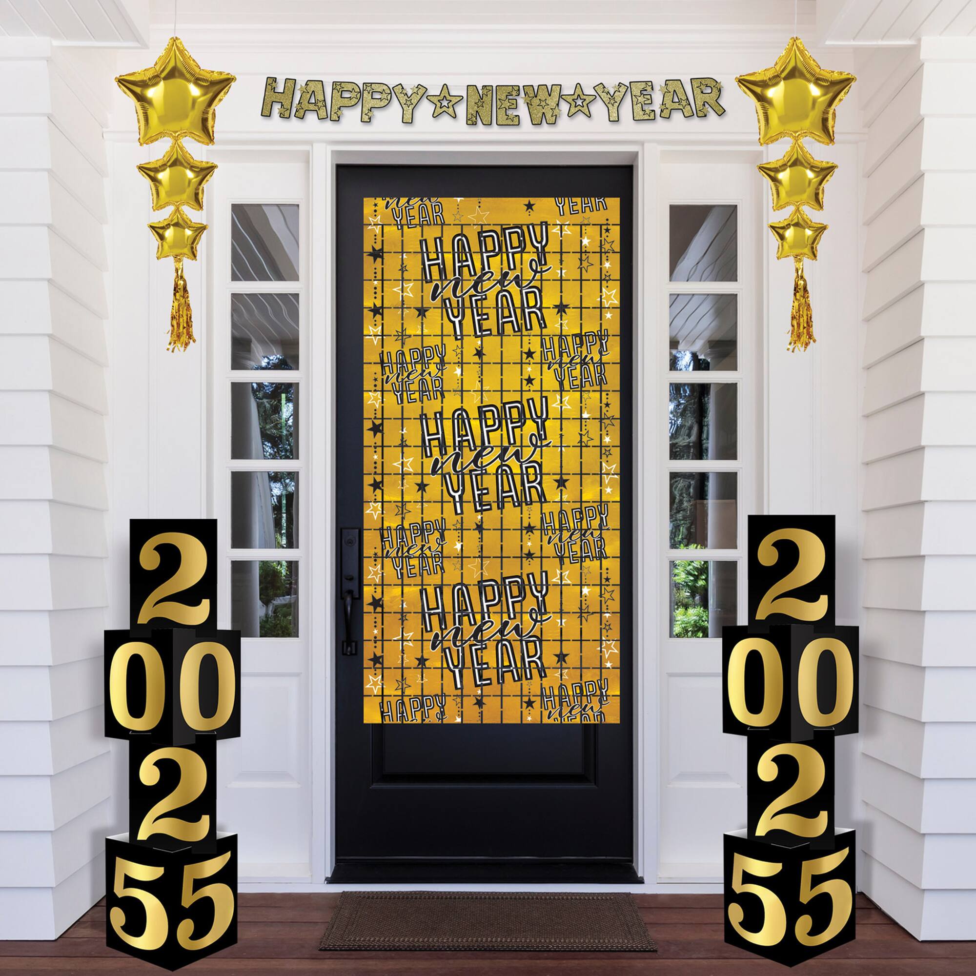 Beistle 6ft. x 3ft. Happy New Year Metallic Square Curtains, 2ct.